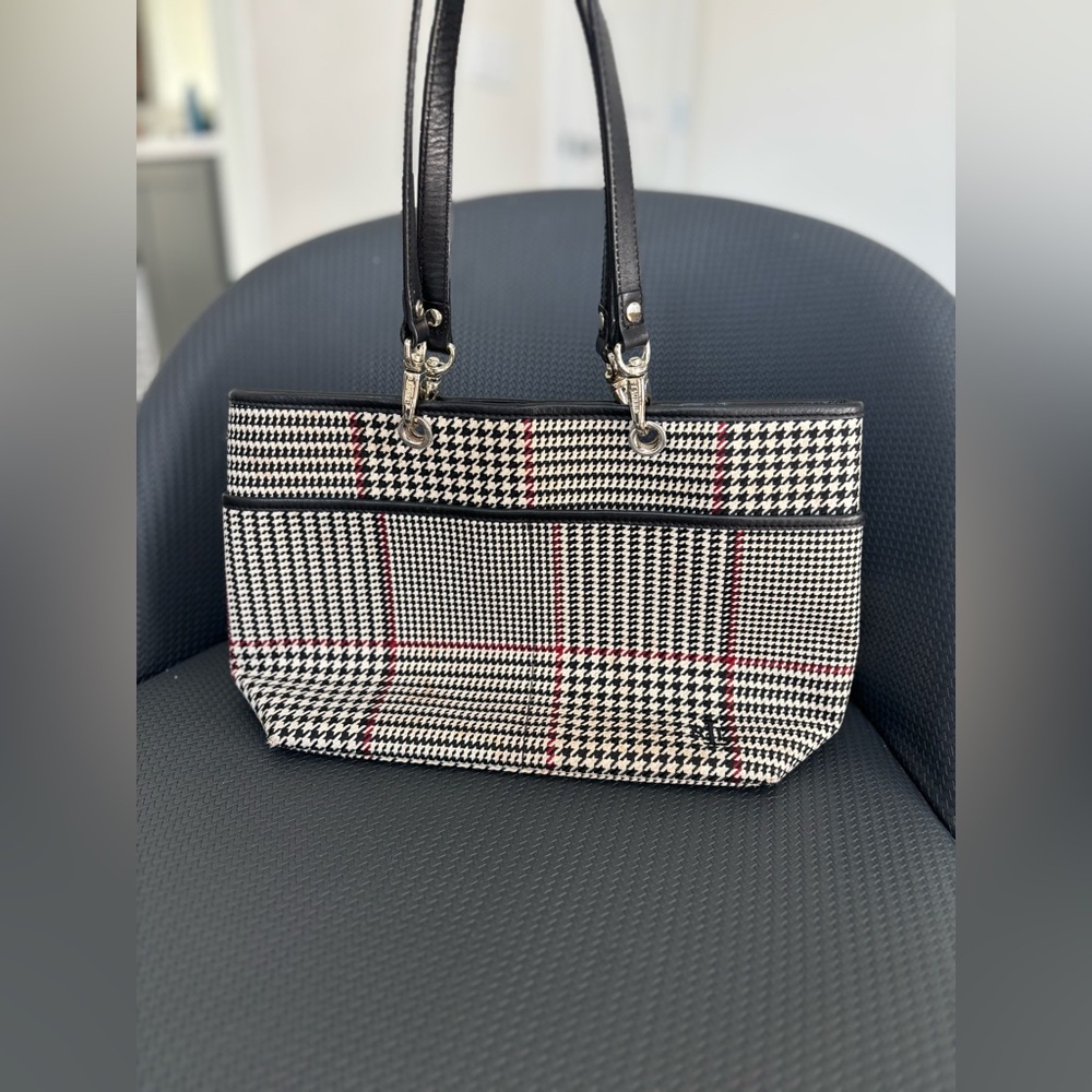 Lauren Ralph Lauren Black and White Houndstooth Tote